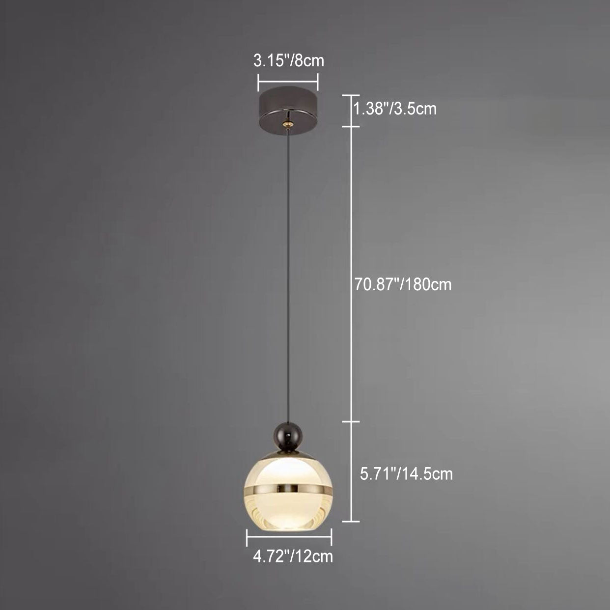 ثريا جزيرة صغيرة من الأكريليك بتصميم كرة مستديرة بتصميم إسكندنافي بسيط، مزودة بإضاءة 1/3
