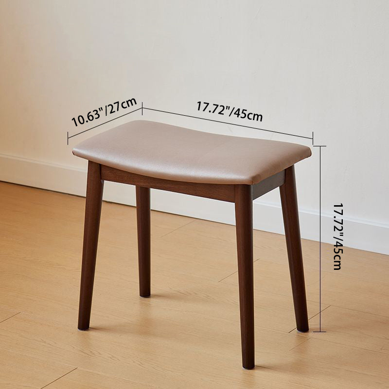Modern Minimalist Rectangular Soft PU Leather Wood Vanity Stool For Bedroom