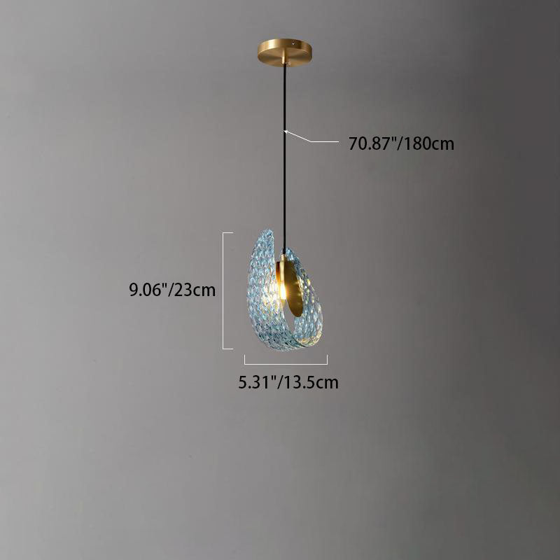 Contemporary Creative Petal Copper Glass 1-Light Pendant Light For Bedroom