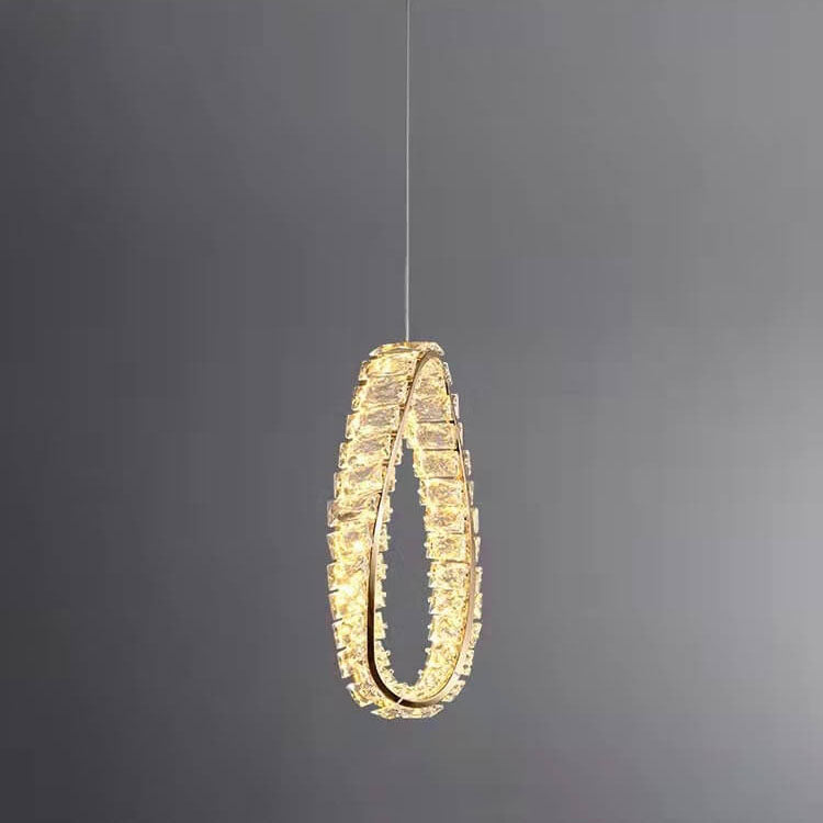 مصباح LED معلق بحلقة كريستالية فاخرة بتصميم عصري
