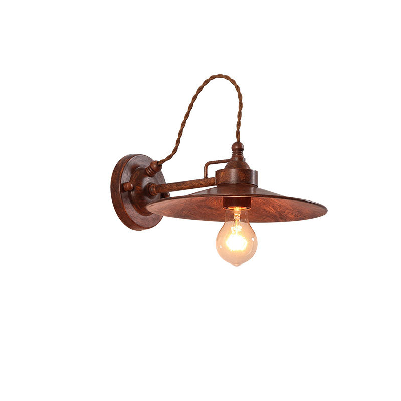 Contemporary Industrial Waterproof Metal Plate Bowl 1-Light Wall Sconce Lamp For Outdoor Patio