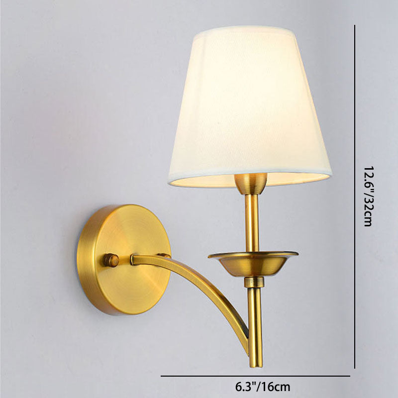 Modern Mid-Century Iron Fabric Cylinder 1/2 Light Wall Sconce Lamp For Bedside
