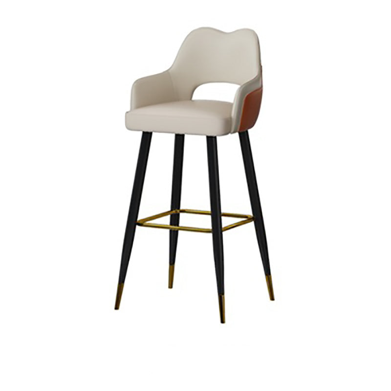 Modern Minimalist Square Wave Backrest Artificial Leather Carbon Steel Bar Stool Armrest For Dining Room