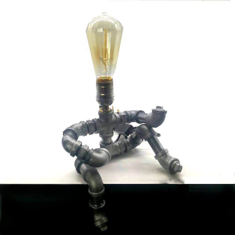 Industrial Plumbing Guitar Robot 1-Light Table Lamp