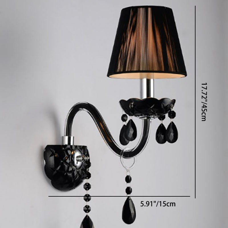 Traditional European Round Table Petal Shaped Crystal Glass 1/2 Light Wall Sconce Lamp For Living Room