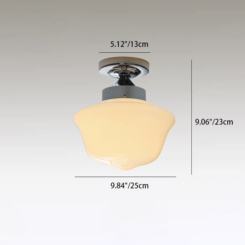 現代的なシンプルさ、アイアンガラス、エッグタルト型、1灯、セミフラッシュマウント、リビングルーム用シーリングライト