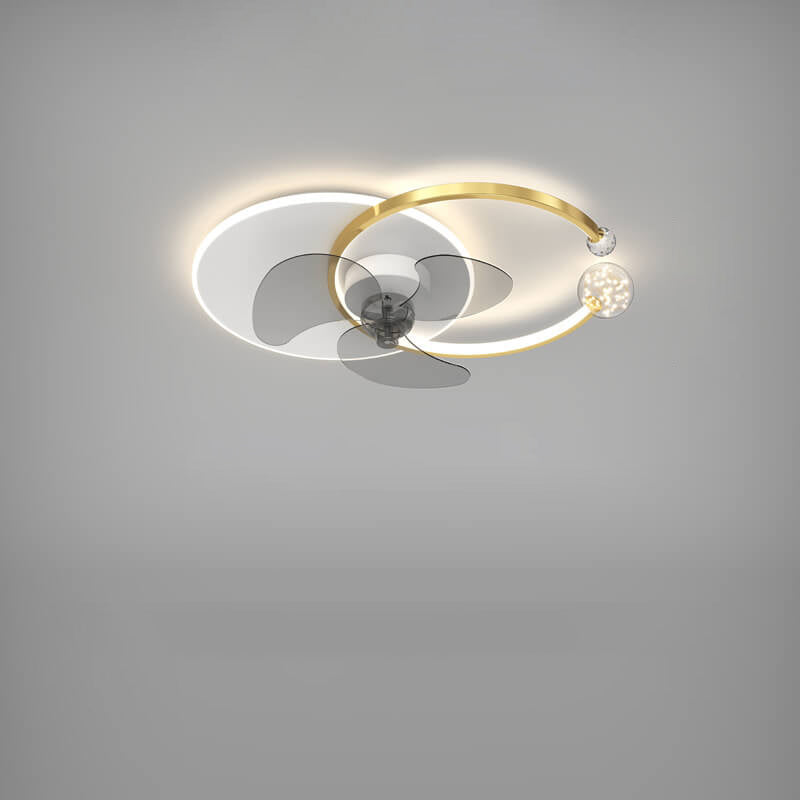 مروحة LED فاخرة بتصميم حلقة مزدوجة مثبتة على الحائط