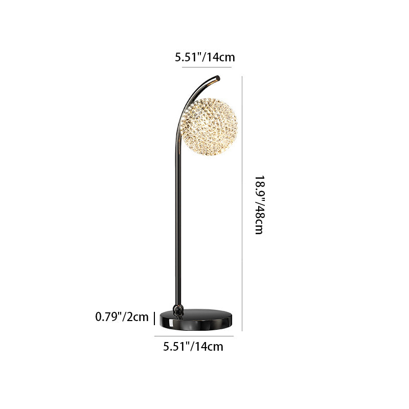 Modern Minimalist Round Ball Aluminum Iron Acrylic 1-Light Table Lamp For Bedroom