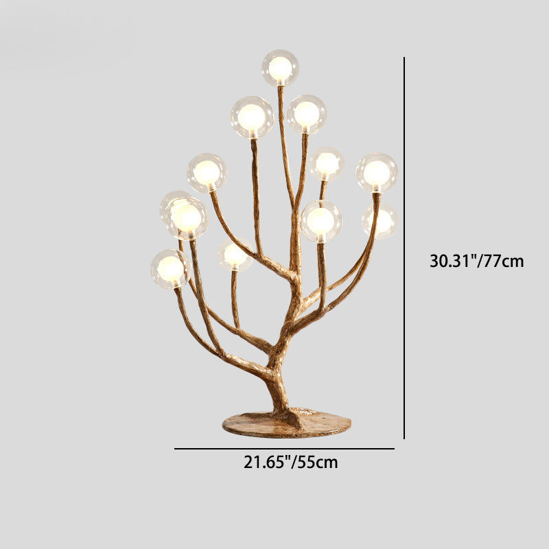 Contemporary Scandinavian Branch Polymer Metal Glass 8/12 Light Table Lamp For Bedroom