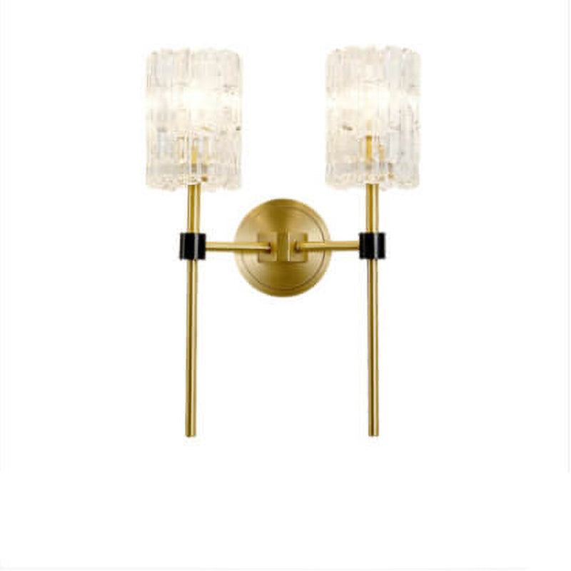 European Luxury Crystal Cylinder Long Pole 1/2 Light Wall Sconce Lamp
