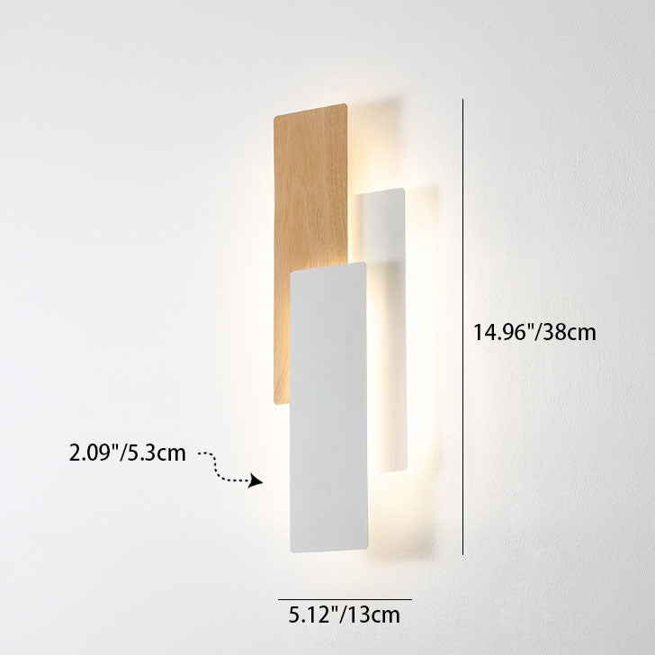 مصباح حائط LED بتصميم هندسي مستطيل الشكل وعصري وبسيط من الخشب