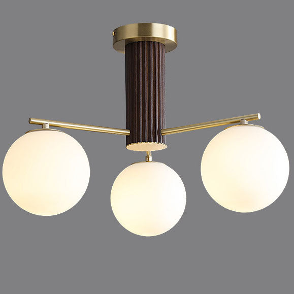 Modern Creative Minimalist Copper Glass Sphere 3/5-Light Semi-Flush Mount Ceiling Light