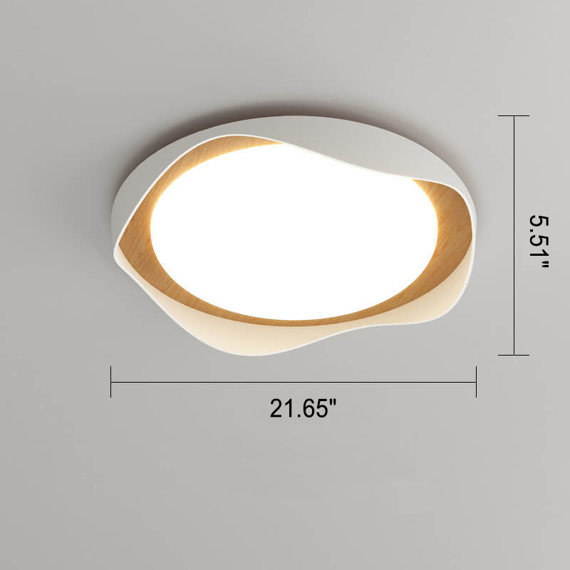 Modern Creative Round Ripple Pure White Iron Acrylic LED Flush Mount Light