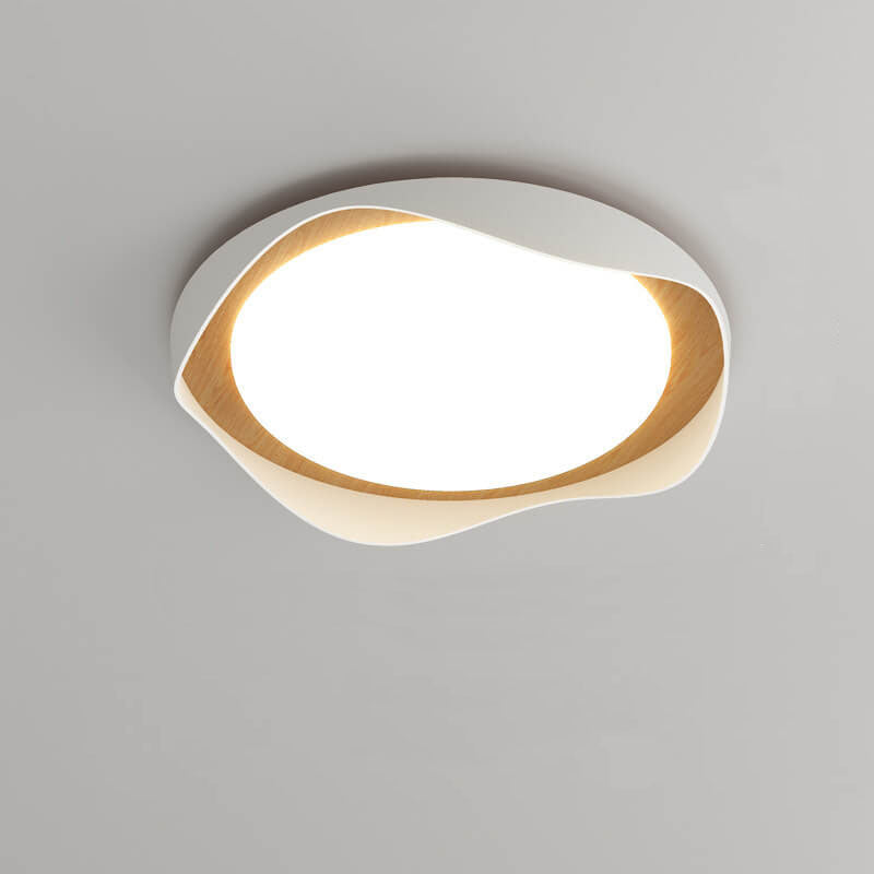 Modern Creative Round Ripple Pure White Iron Acrylic LED Flush Mount Light