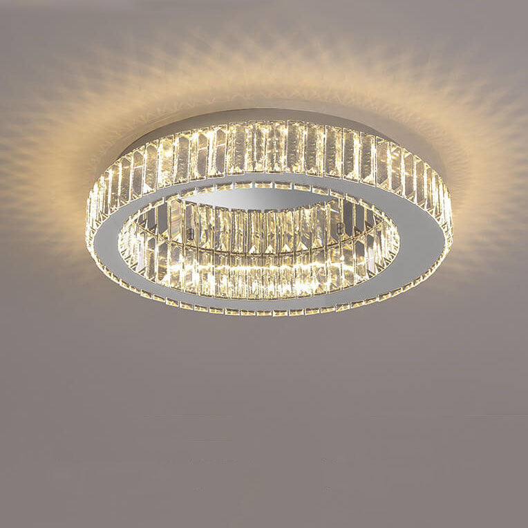 Modern Round Flush Mount Lighting Crystal LED Ceiling Light