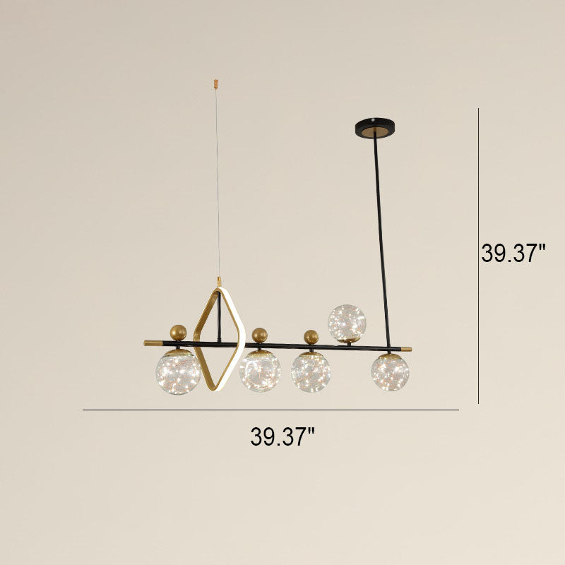 Nordic Light Luxury Round Ball Iron Glass LED Chandelier