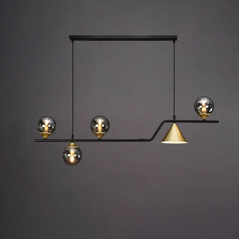 Contemporary Creative Glass Long Ball 4/5/6-Light Island Light Chandelier For Dining Room