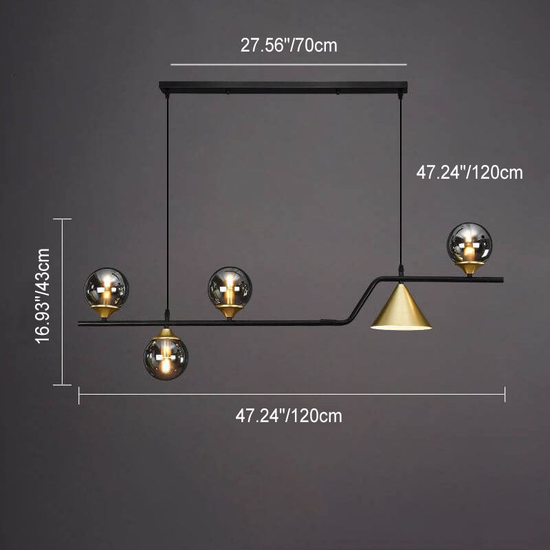 Contemporary Creative Glass Long Ball 4/5/6-Light Island Light Chandelier For Dining Room
