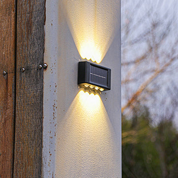 モダンでシンプルなソーラー防水長方形ABS PVC LED壁取り付け用燭台ランプ(屋外パティオ用)