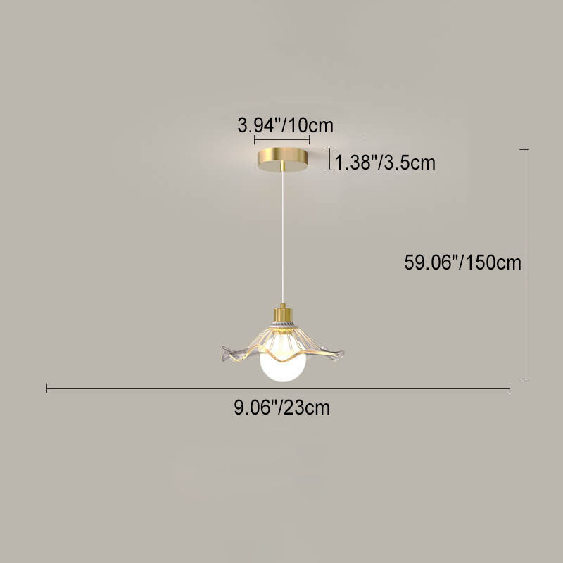 Modern Light Luxury Glass Flower Design Iron 1-Light Pendant Light