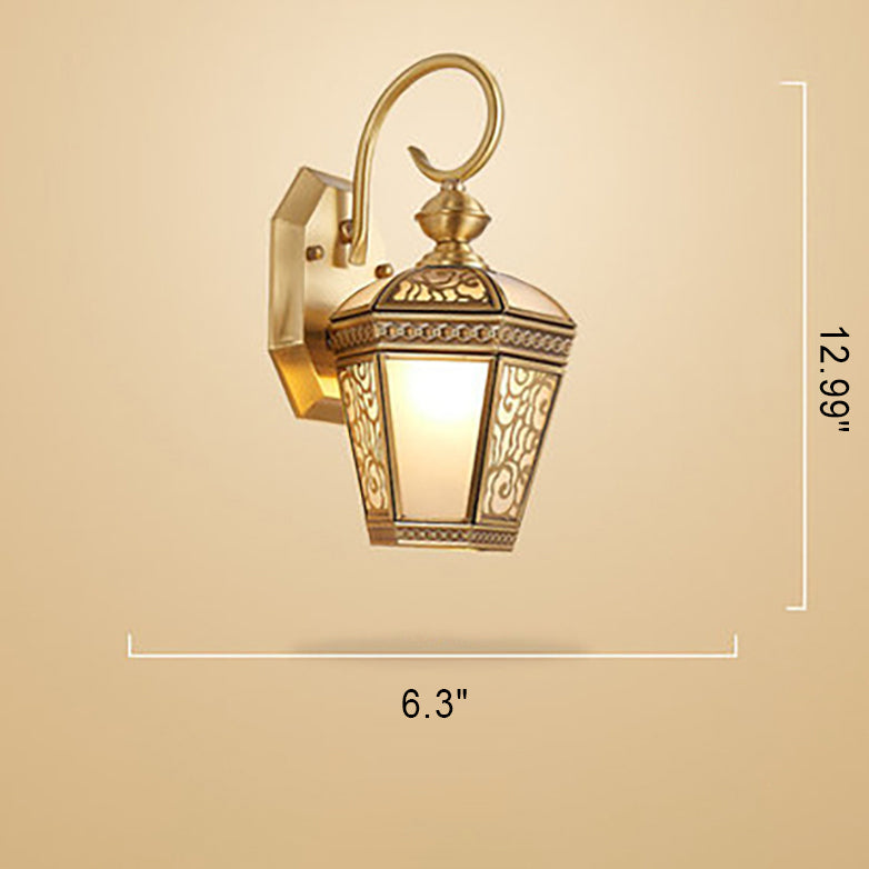 مصباح حائطي فاخر أوروبي سداسي الشكل من النحاس، مزود بمصباح واحد