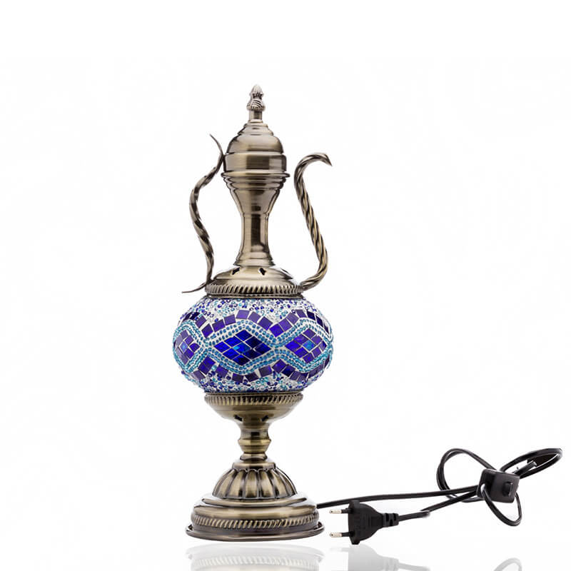 Turkish Vintage Handmade Glass Coffee Pot Design 1-Light Table Lamp