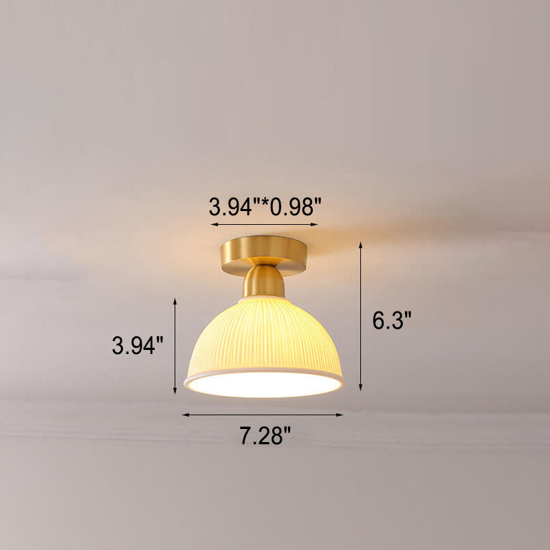 Modern Ceramic Round Jar Copper 1-Light Semi-Flush Mount Ceiling Light