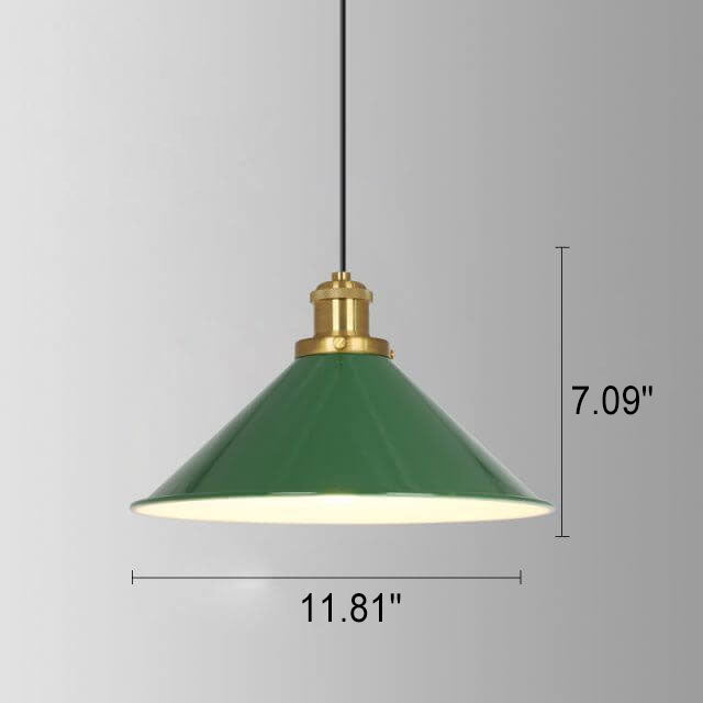 Industrial Vintage Green Iron Dome Cone 1-Light Pendant Light