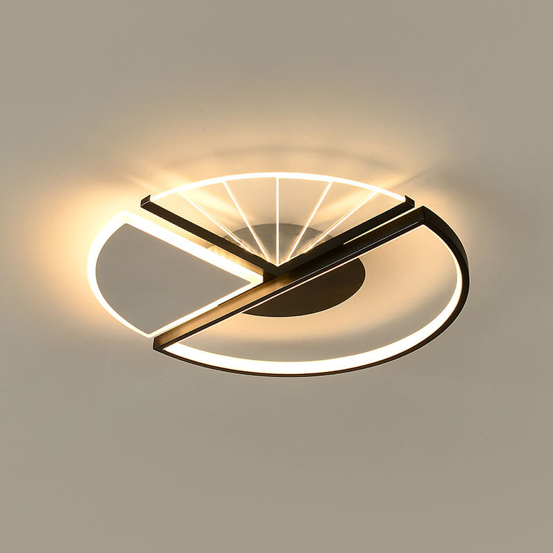 Modern Minimalist Geometric Shapes Black White Iron LED Flush Mount Light