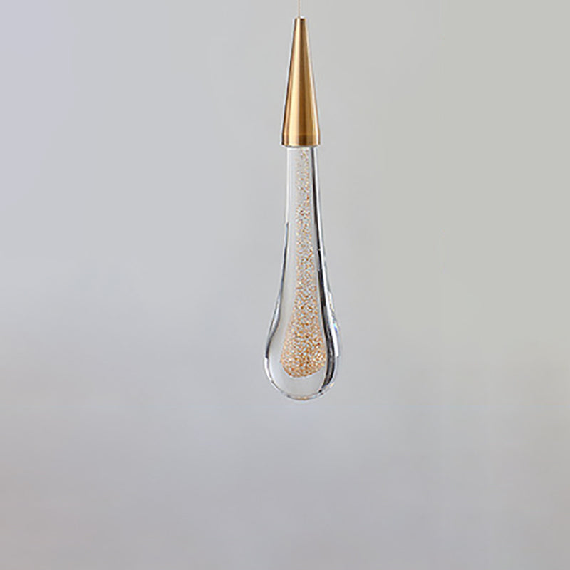 Modern Simplicity Iron Aluminum Crystal Drop Meteor Shower LED Pendant Light For Dining Room