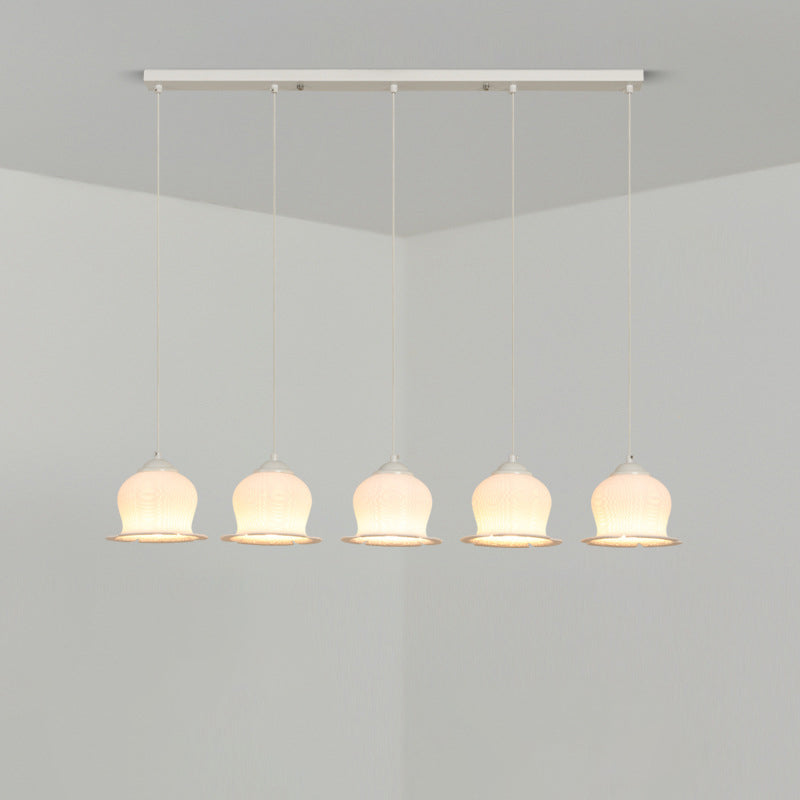 Modern Art Deco PLA Bell Orchid Flower Shade Iron 3/4/5-Light Island Light Chandelier For Dining Room