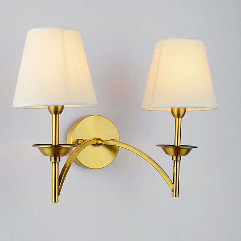 Modern Mid-Century Iron Fabric Cylinder 1/2 Light Wall Sconce Lamp For Bedside