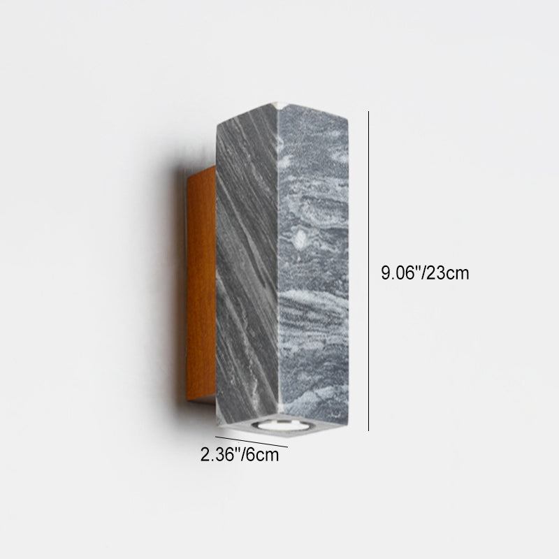 Modern Minimalist Stone Wood Cylinder Square 1-Light Wall Sconce Lamp For Bedroom