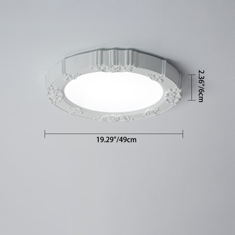 Traditional Vintage Round Petal Iron Resin Acrylic LED Flush Mount Ceiling Light For Bedroom