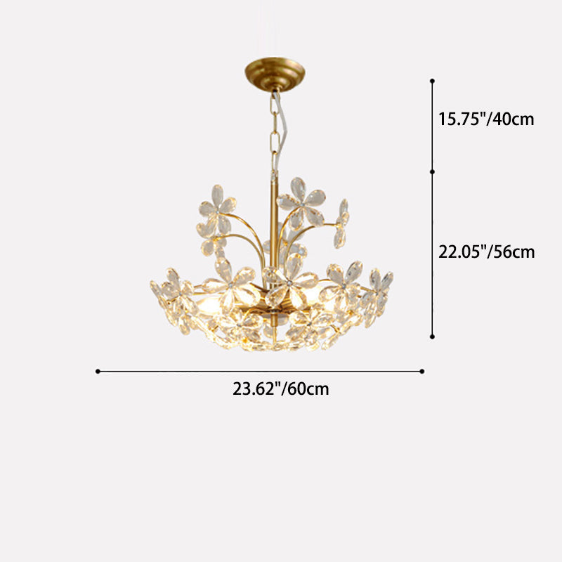Traditional Vintage Petal Iron Crystal 6/8 Light Island Light Chandelier For Bedroom