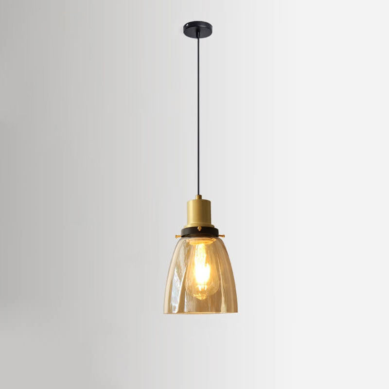 Vintage Minimalist Semi-Circular Cone Cup Iron Glass 1-Light Pendant Light
