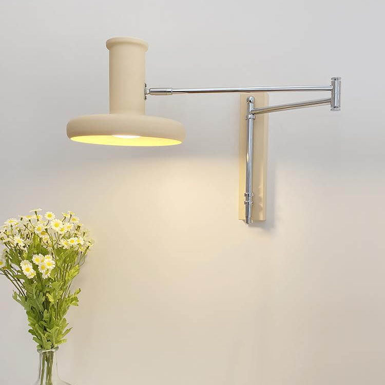 Nordic Minimalist Beige Swing Arm 1-Light Wall Sconce Lamp