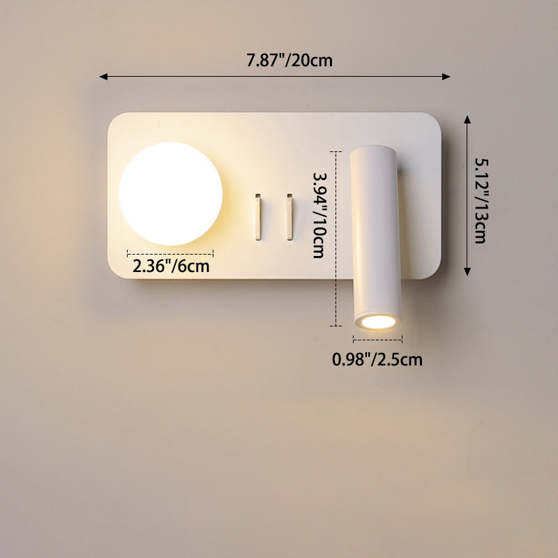مصباح حائطي LED للقراءة مصنوع من الحديد الأكريليكي دائري/مربع بتصميم بسيط على الطراز الاسكندنافي