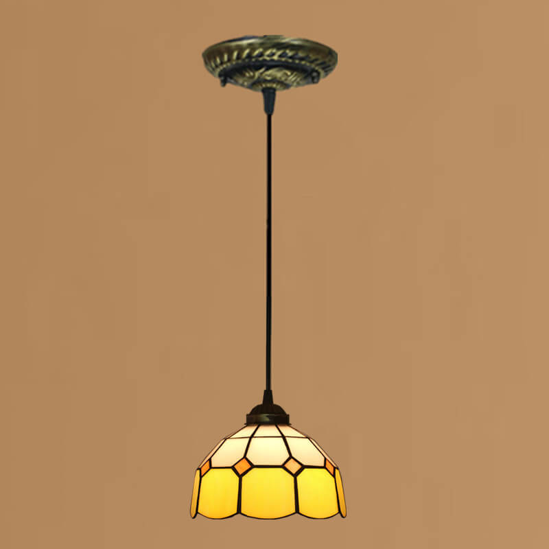 Tiffany Stained Glass Dome Shade European 1-Light Pendant Light