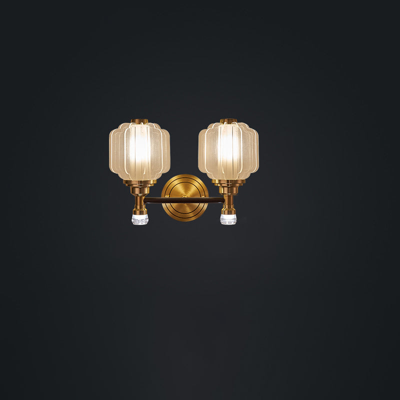 Contemporary Scandinavian Crystal Glass Copper 1/2 Light Wall Sconce Lamp For Living Room