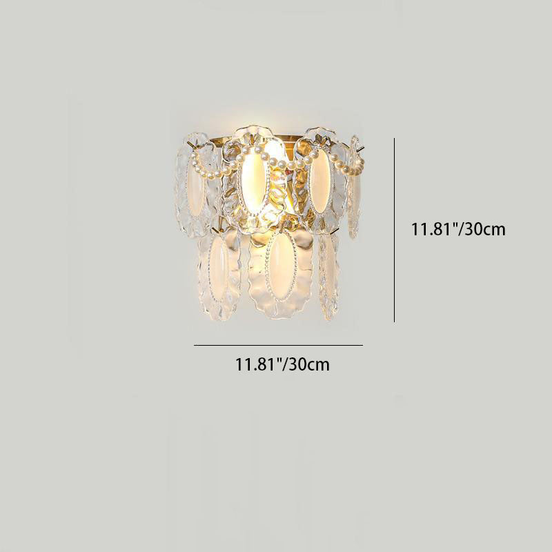 Modern Shabby Chic Pearl Decor Petal Crystal Shade 1-Light Wall Sconce Lamp For Living Room