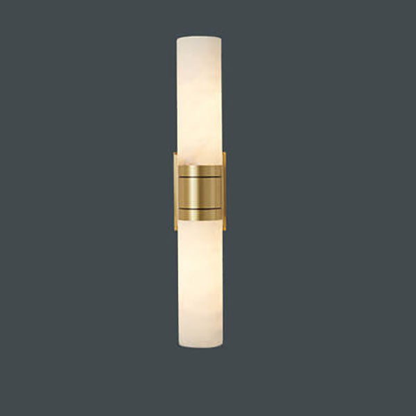 Modern Mid-Century Marble Column Copper 2-Light Wall Sconce Lamp For Living Room
