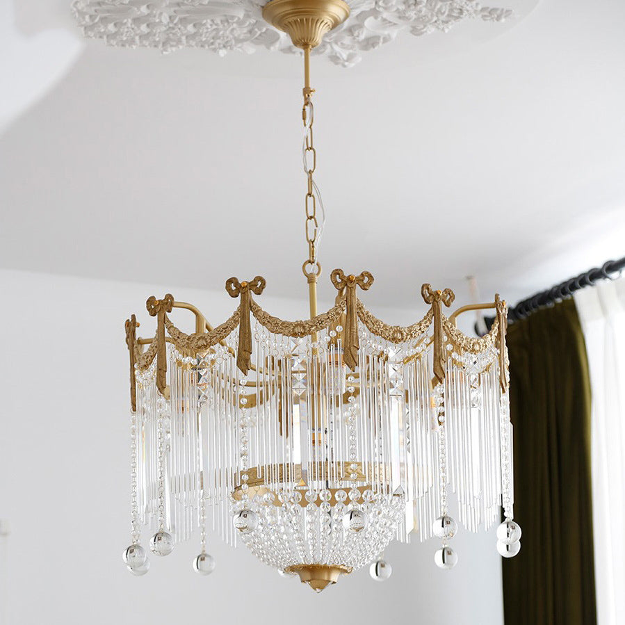 French Luxury Crystal Tassel Bead Design 6/7/9 Light Chandelier