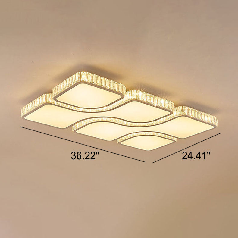 مصباح LED معدني مستطيل الشكل فاخر باللون الذهبي بتصميم عصري