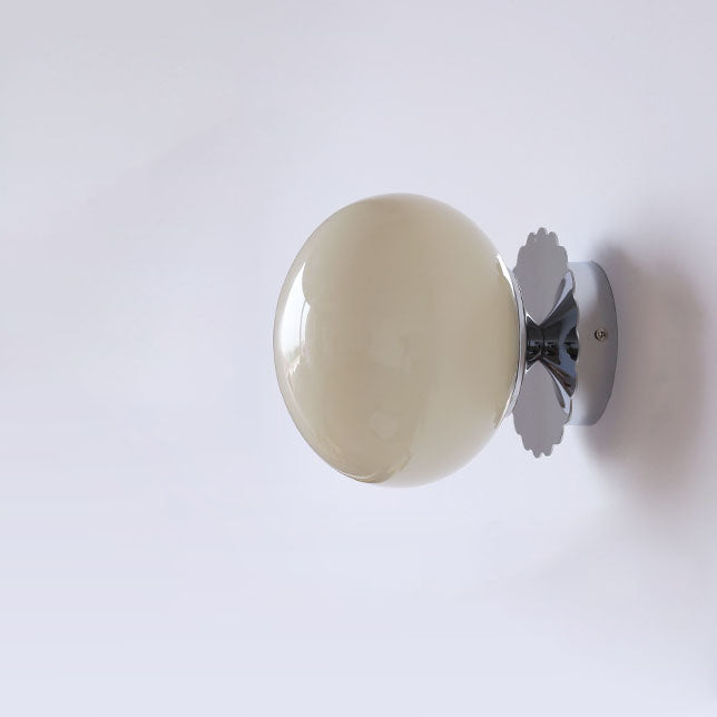 Modern Vintage Minimalist Iron Glass Round Head 1-Light Wall Sconce Lamp