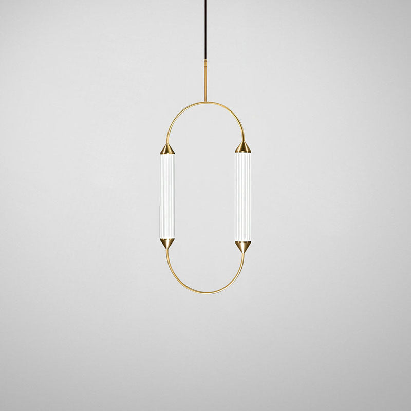 Contemporary Industrial Strip Elliptical Iron Glass LED Pendant Light For Dining Room