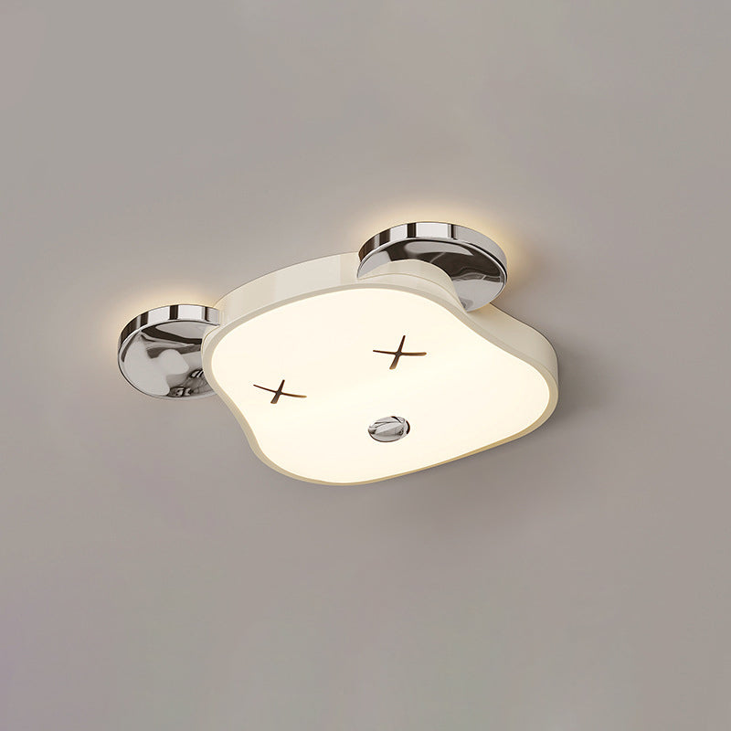 Modern Art Deco Violent Bear PE Iron LED Flush Mount Ceiling Light For Bedroom