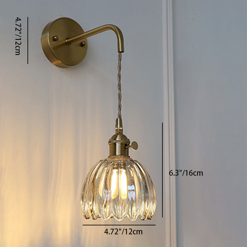 Modern Art Deco Flower Bud Glass Shade 1-Light Wall Sconce Lamp For Living Room