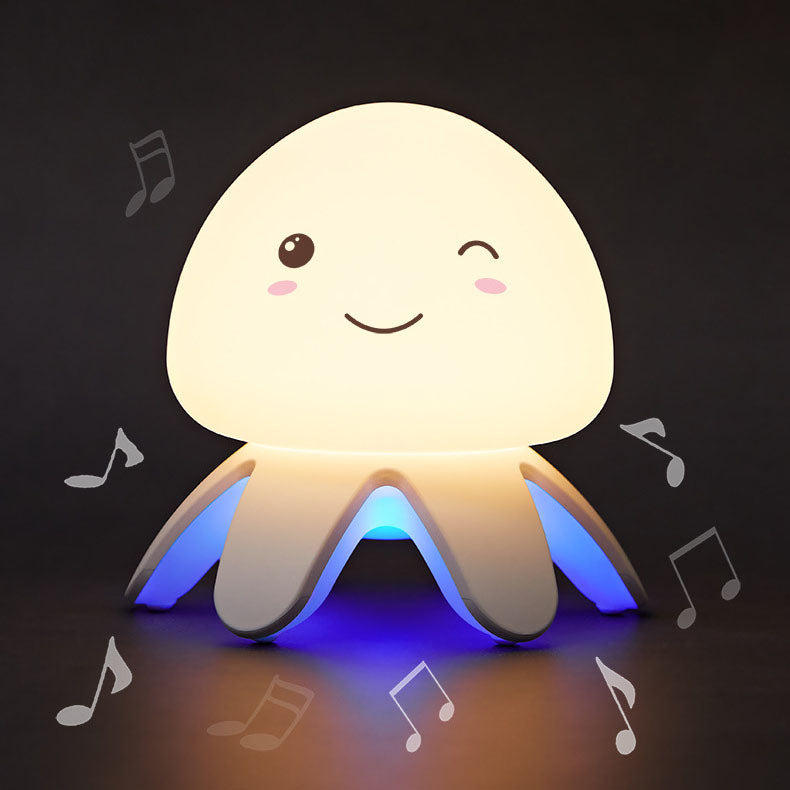 クリエイティブシリコンクラゲ音楽USB充電式リモコンLEDナイトライトテーブルランプ