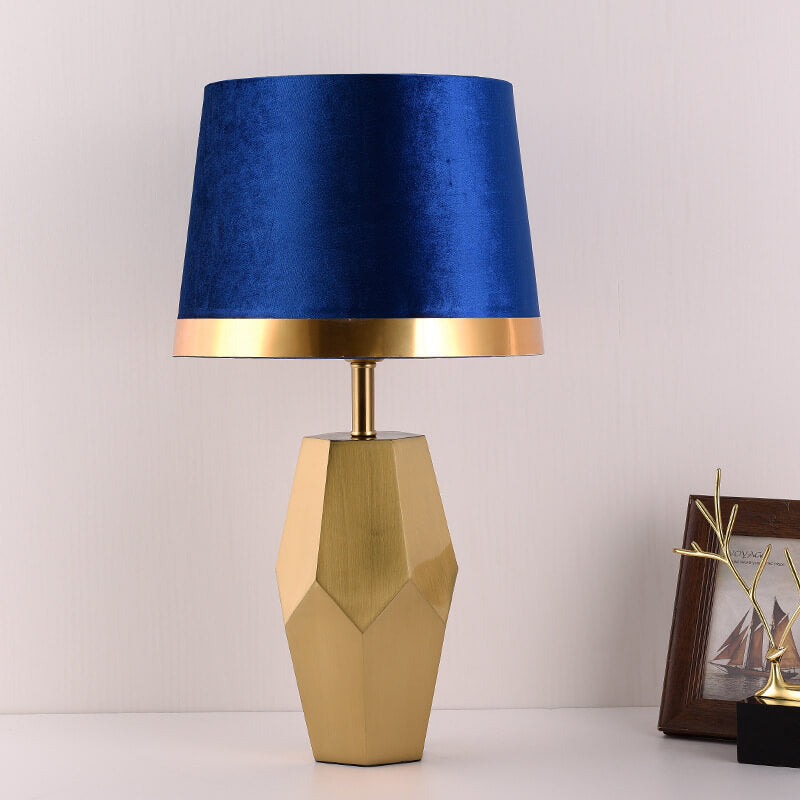 Luxury Art Fabric Metal Geometric Base 1-Light Table Lamp